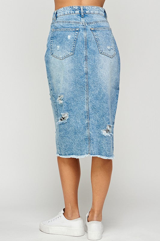 Buy Lavany Women's Denim Bodycon Ripped High Waist Pencil Mini Jean Skirt  (Blue, Small=US XS) at Amazon.in